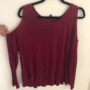 Maroon Flowy Long-Sleeve Top